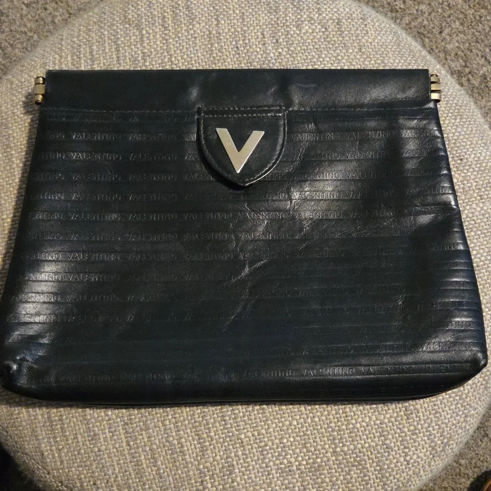 Mario Valentino Black Leather Clutch
